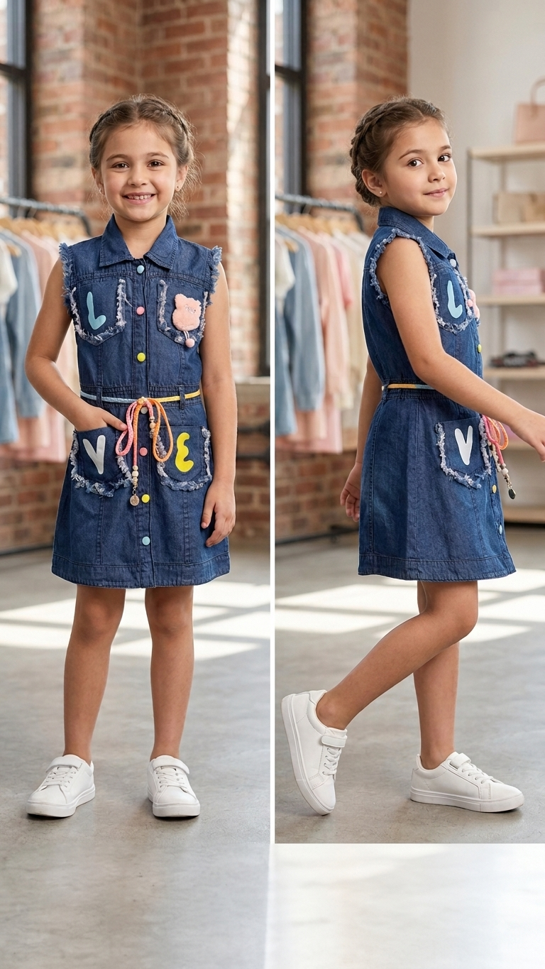 Denim midi dress