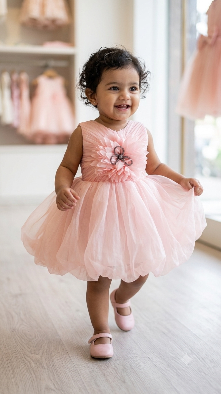 Pastel Pink Baby Party Frock